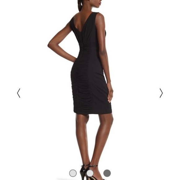 Beautiful V neck instantly slimming ruched little black dress NWT - Picture 3 of 12
